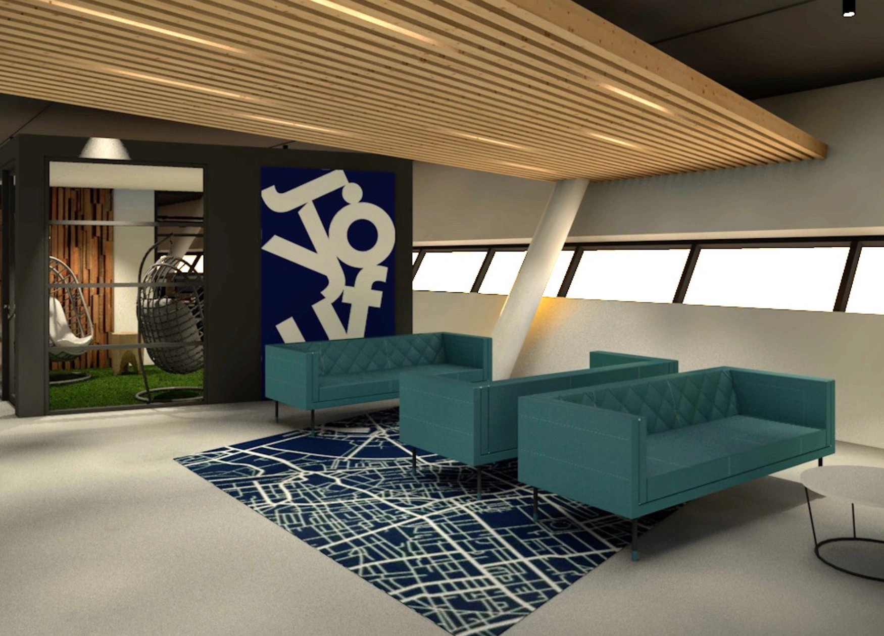 Ontwerp - 3D render van de ruimte